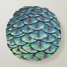Pfau-Schwanz-Federn Rundes Kissen
