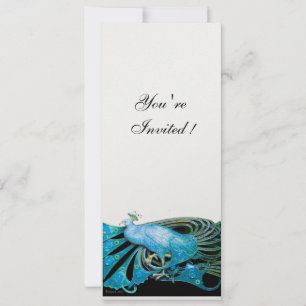 PFAU schwarz, blau, weiß, eis metallic Einladung