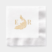 Pfau Silhouette #4 Couple 2 Initialmonogramm W0 Servietten Mit Folie (Vorderseite)