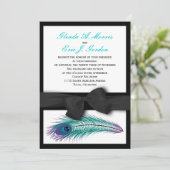 Pfau-Smokings-Hochzeits-Einladung Einladung (Stehend Vorderseite)