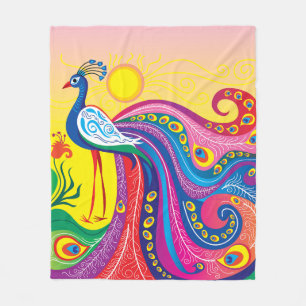 Pfau-Sonnenaufgang Fleecedecke