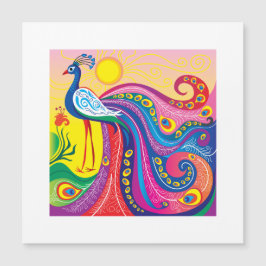 Pfau-Sonnenaufgang Magnetkarte