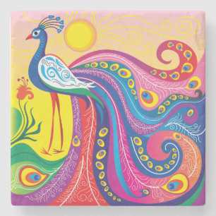 Pfau-Sonnenaufgang Steinuntersetzer