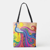 Pfau-Sonnenaufgang Tasche (Rückseite)