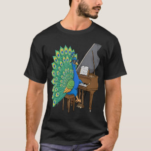Pfau spielt Klavier Instrumentalist Lustiger Vogel T-Shirt