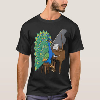 Pfau spielt Klavier Instrumentalist Lustiger Vogel T-Shirt