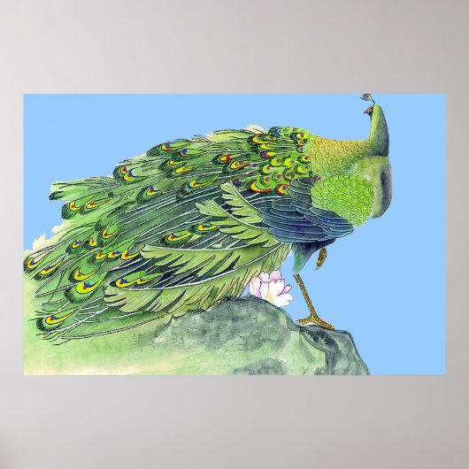 Pfau Stehendes Poster Zeichne 2 (Vorne)