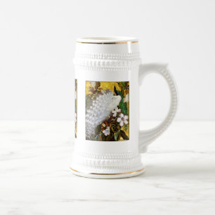 Pfau Stein: Weißer und blauer Pfau Bierglas
