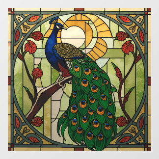 Pfau-Sticker für Kunststofffenster im Jugendstil Fensteraufkleber