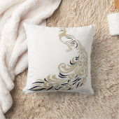 Pfau-Stilvoll-Gold-Schwarz-Quadrat ml Kissen (Decke)