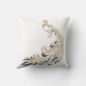 Pfau-Stilvoll-Gold-Schwarz-Quadrat ml Kissen (Rückseite)