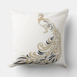 Pfau-Stilvoll-Gold-Schwarz-Quadrat ml Kissen