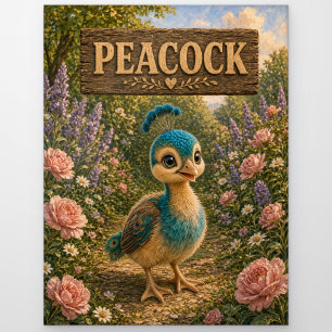 Pfau Süßes Baby-Geschichtenbuch-Nursery-Tier Postkarte