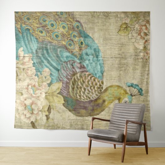 Pfau - Tapestry Wandteppich (Beispiel (Horizontal))