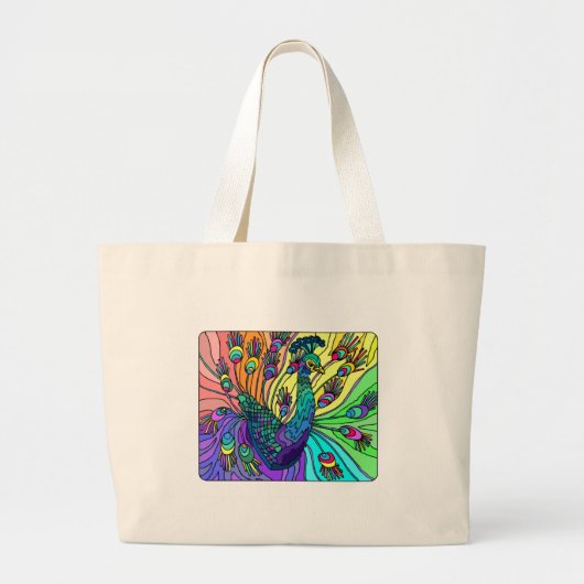 Pfau-Taschen-Tasche Jumbo Stoffbeutel (Vorne)