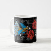 Pfau Tasse schwarz (Vorderseite Links)
