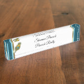 Pfau-Thema mit Feder Namensplakette (Seite)