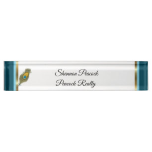 Pfau-Thema mit Feder Namensplakette
