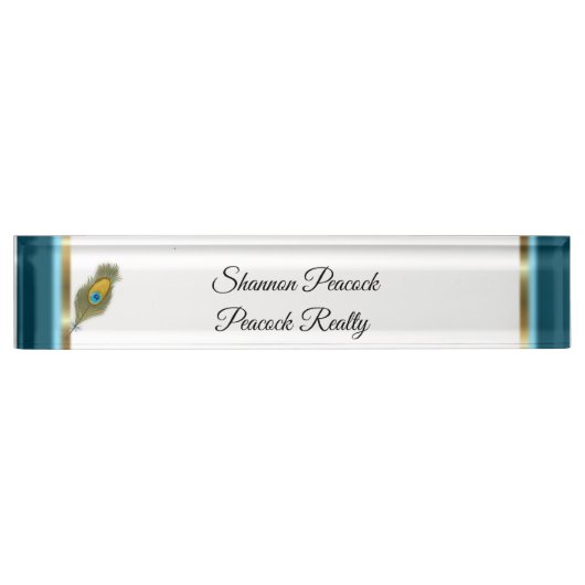 Pfau-Thema mit Feder Namensplakette (Vorderseite)