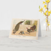 Pfau, Türkei & Guinea Fowl Karte (Gelbe Blume)