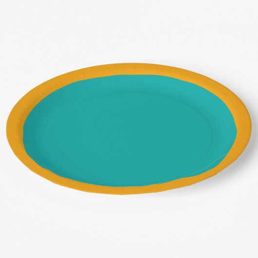 Pfau-Türkis-Akzent-Farbe bereit besonders Pappteller (Schrägansicht)