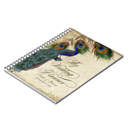 Pfau-u. Feder-formale Hochzeits-Planer-Zeitschrift Notizblock (Linke Seite)