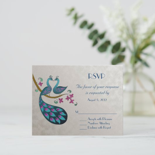 Pfau-UAWG, silber RSVP Karte (Stehend Vorderseite)