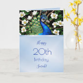 Pfau und Blume Karte (Gelbe Blume)