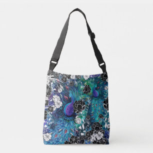 Pfau und Blumen Handtasche