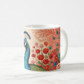 Pfau und Blumen Kaffeetasse (VorderseiteRechts)