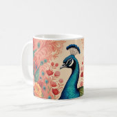 Pfau und Blumen Kaffeetasse (Vorderseite Links)