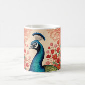 Pfau und Blumen Kaffeetasse (Mittel)