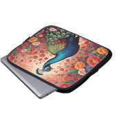 Pfau und Blumen Laptopschutzhülle (Vorne Knopf)