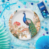 Pfau- und Blumen-Papierpartyplatten Pappteller (Party)