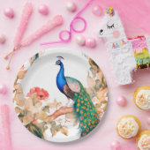 Pfau- und Blumen-Papierpartyplatten Pappteller (Party)
