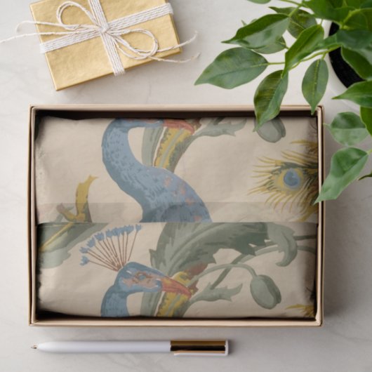 Pfau- und Blumenzapier Seidenpapier (Geschenk)