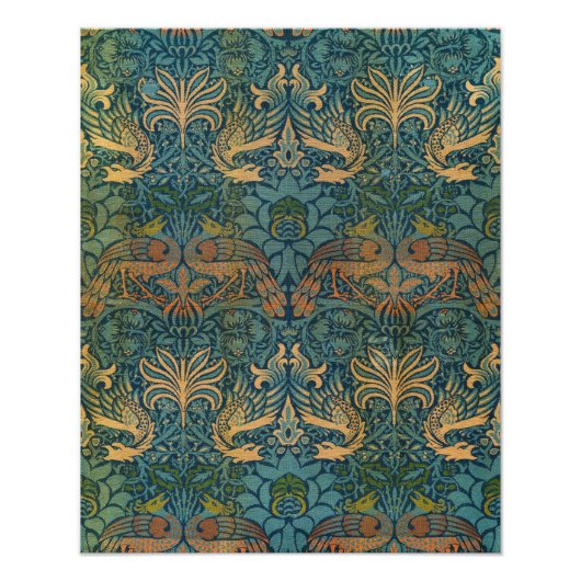 Pfau und Drache, 1878 von William Morris Fotodruck (Vorne)