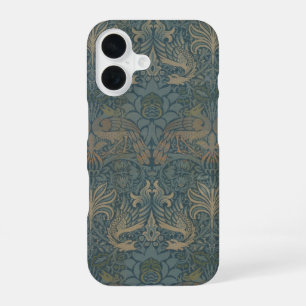 Pfau und Drache von William Morris iPhone 16 Hülle