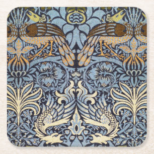 Pfau und Dragon, William Morris Rechteckiger Pappuntersetzer