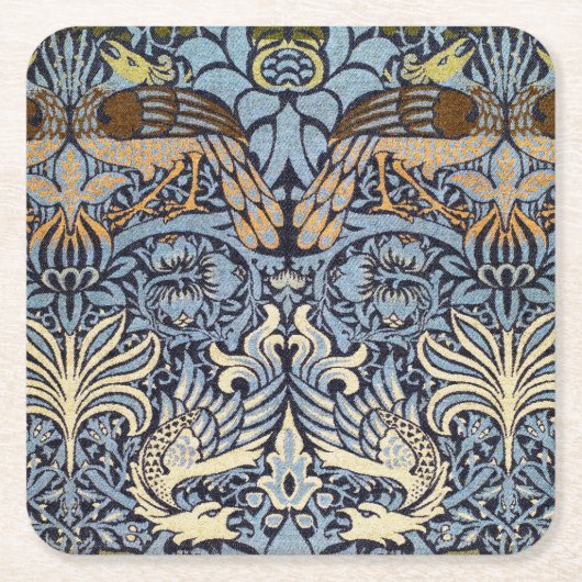 Pfau und Dragon, William Morris Rechteckiger Pappuntersetzer (Vorderseite)