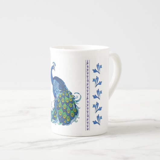 Pfau- und Dragonfly-Design Porzellantasse (Vorderseite Rechts)