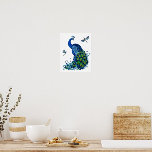 Pfau- und Dragonfly-Design Poster (Küche)