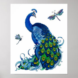 Pfau- und Dragonfly-Design Poster