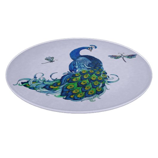Pfau- und Dragonfly-Design Schneidebrett (Ecke)