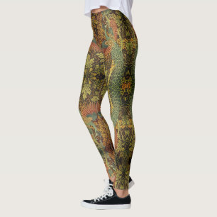 Pfau und Eichenblatt florales viktorianisches Jacq Leggings