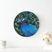Pfau und Feder Große Wanduhr (Zuhause)