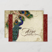 Pfau und Federn Formal UAWG Response Burgundy RSVP Karte (Vorne/Hinten)