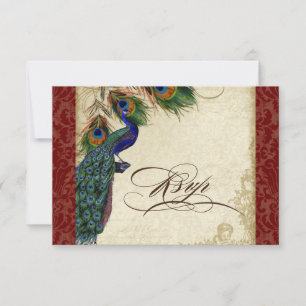 Pfau und Federn Formal UAWG Response Burgundy RSVP Karte