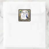 Pfau und Federn Jugendstil Save the Date Quadratischer Aufkleber (Tasche)