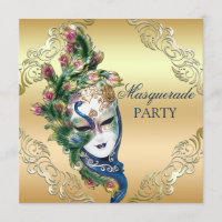 Pfau und Federn Maske Gold Masquerade Party